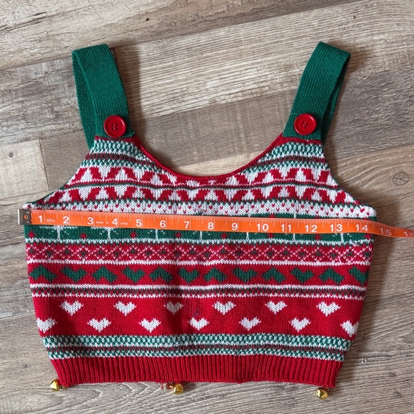 Festive Red and Green Knit Crop Top size S - Picture 3 of 5